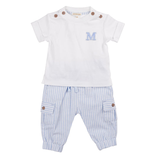 MB6318BA | T-Shirt & Trouser-White/Blue-In Stock