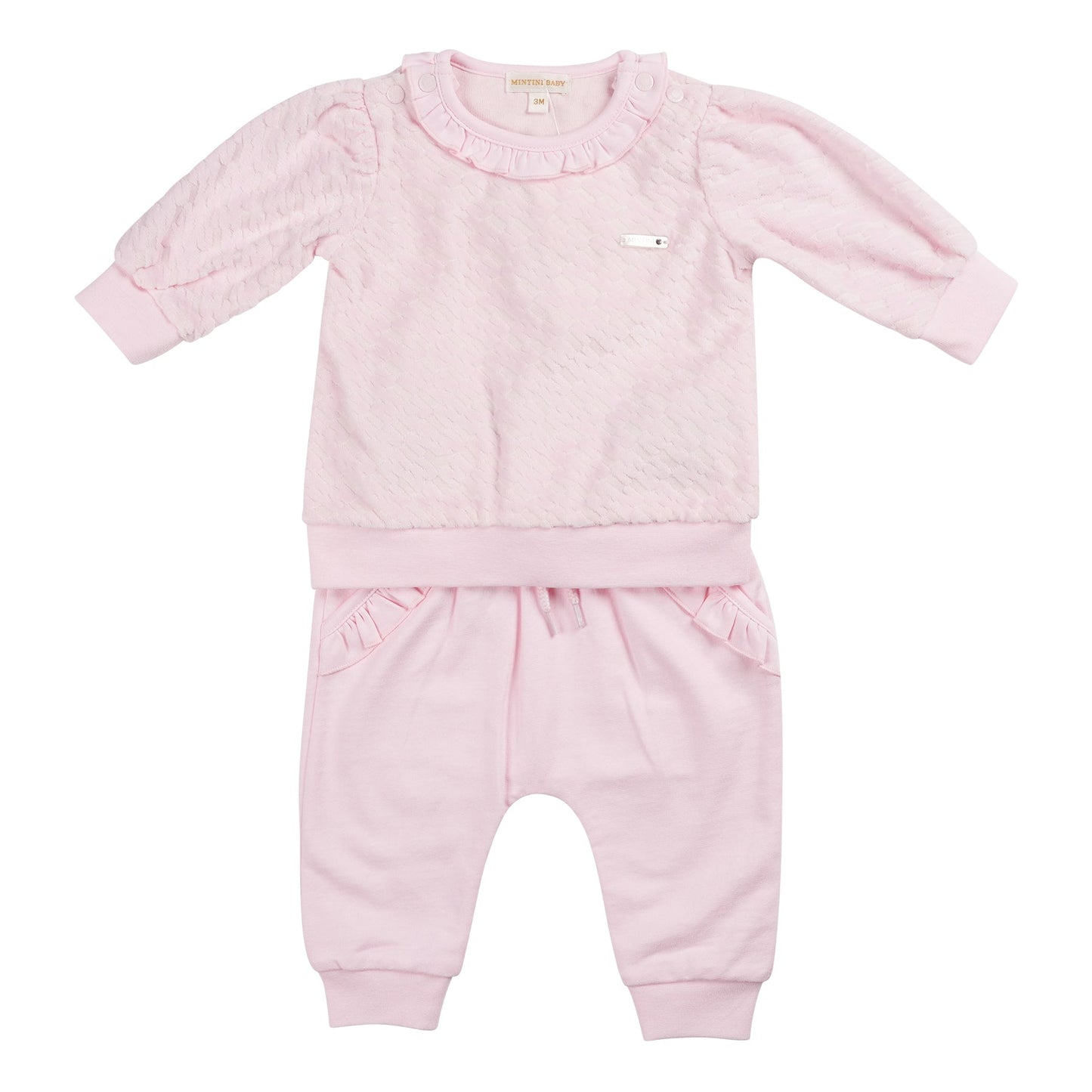 2 Piece Pink Velour Tracksuit Set