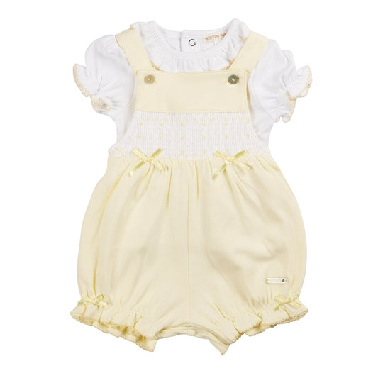 MB6389A | Top & Bloomer Dungaree-White/Lemon-Pre Order