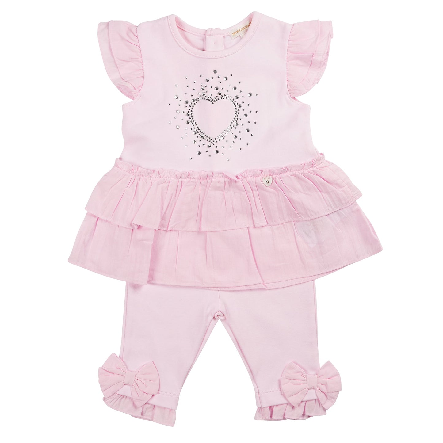 Pink Frill Diamante Tunic and Legging Set