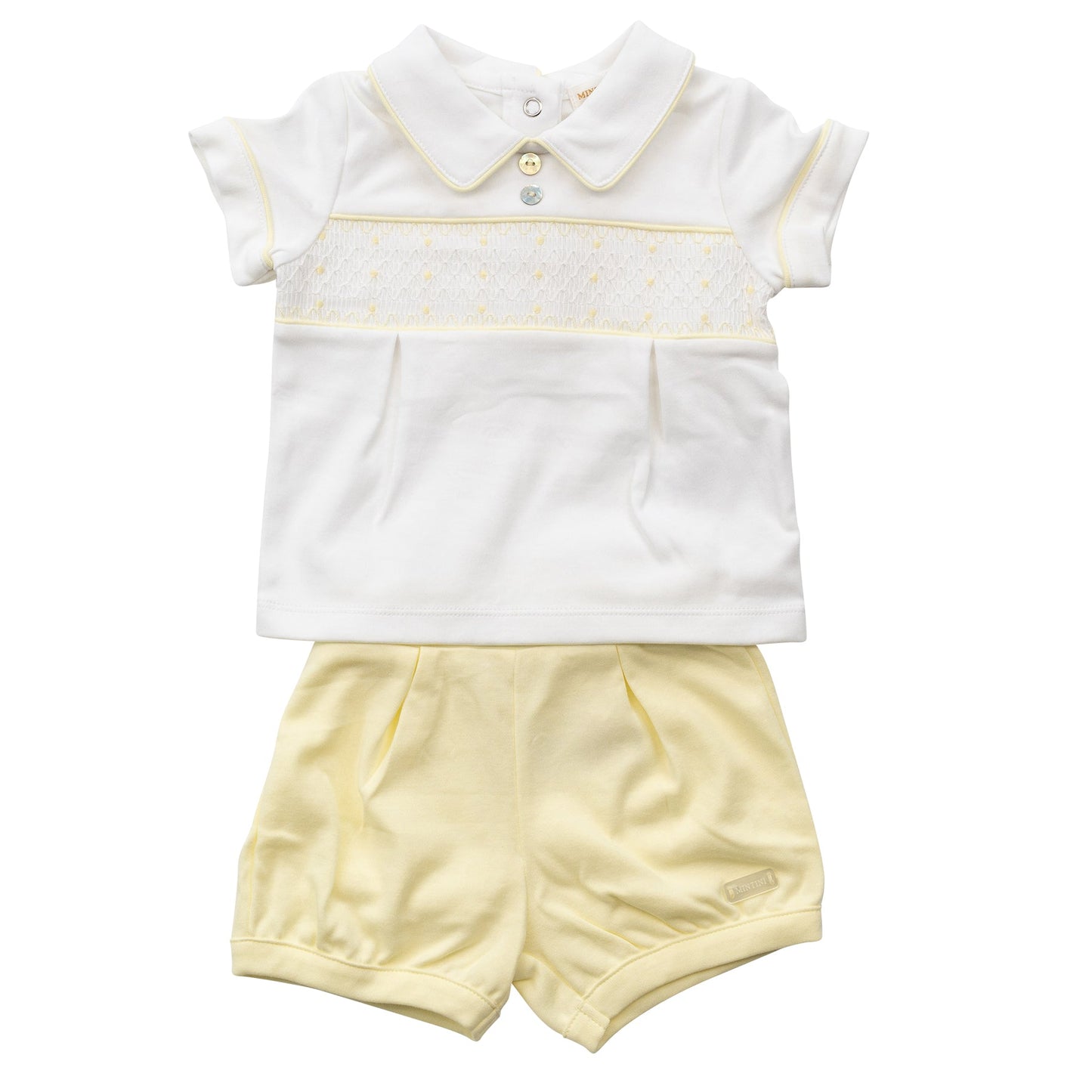 Boys Yellow Smocked Collar Top & Short