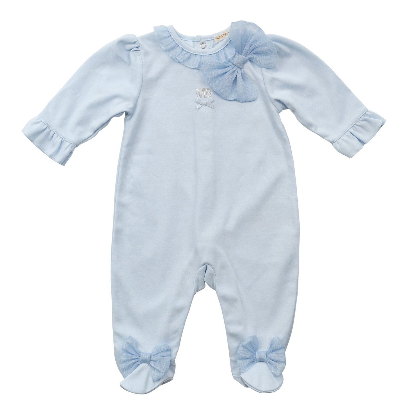 Blue Tuille Bow Babygrow