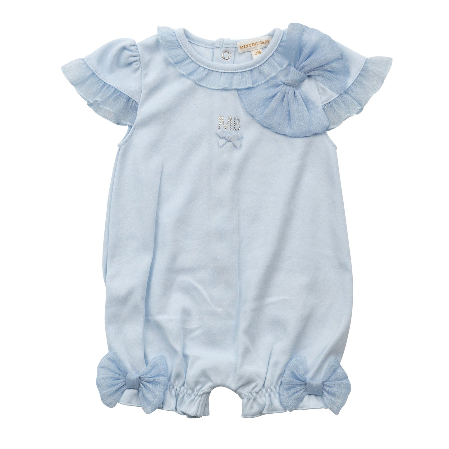 Blue Tuille Bow Romper