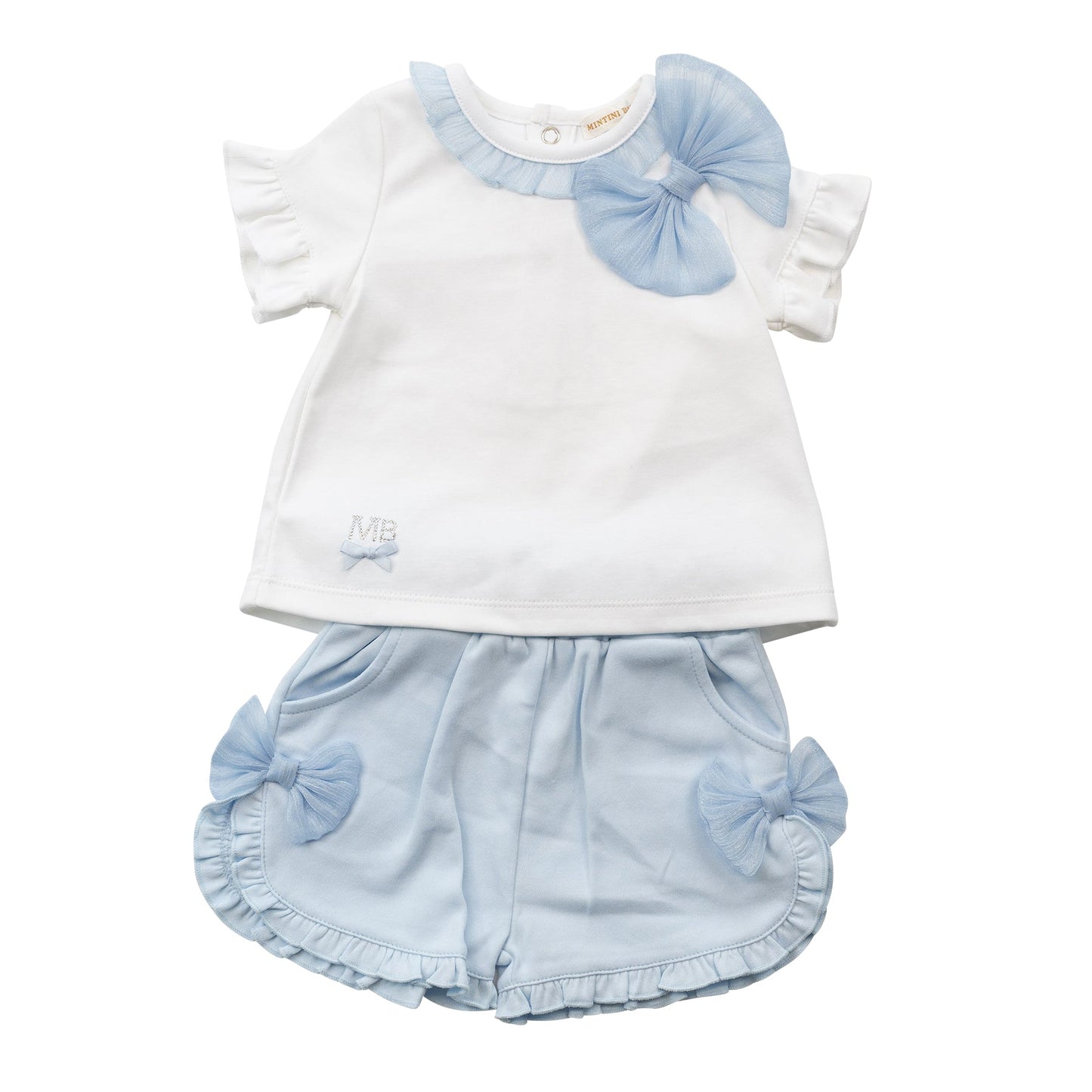 Blue And White Tuille Bow Top and Short