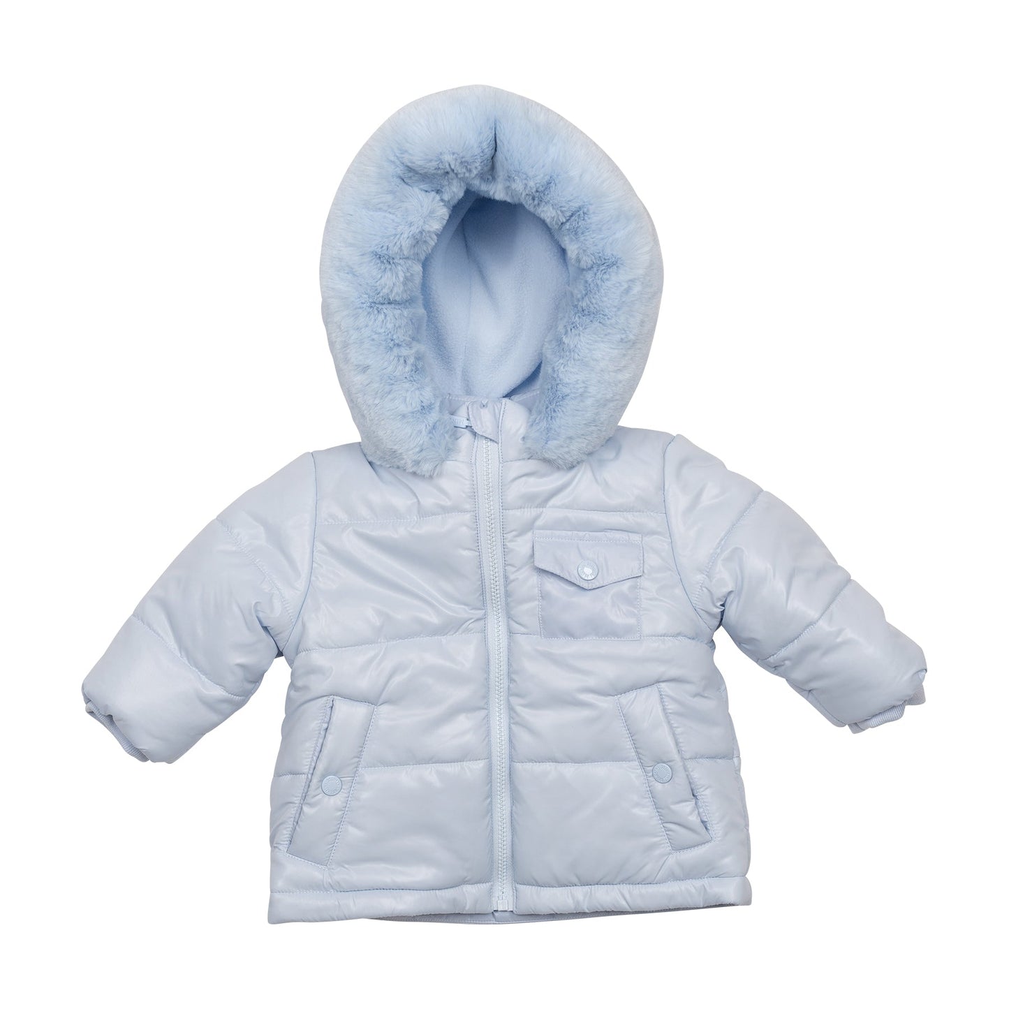 Blue Fur-Hooded Coat