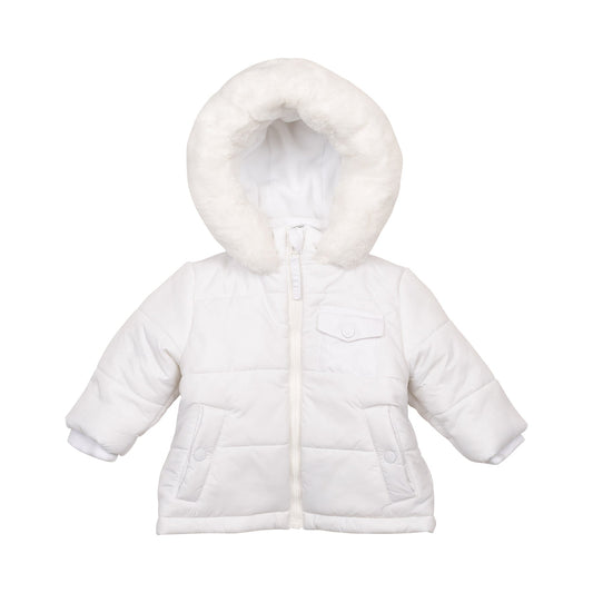White Fur-Hooded Coat