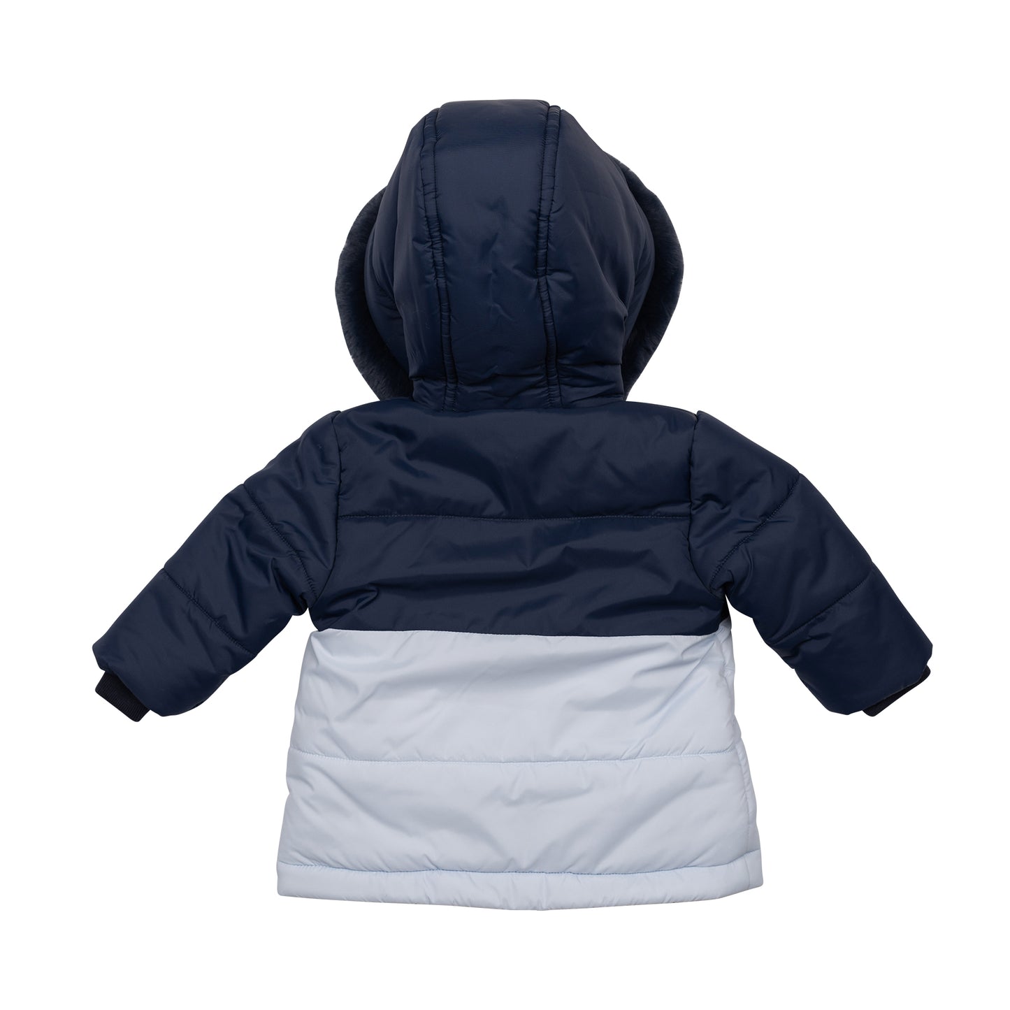 Navy Blue Fur-Hooded Coat