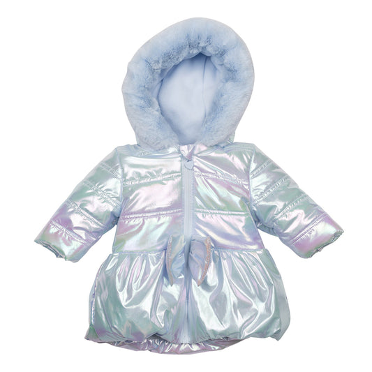 Frosty Blue Fur Hooded Coat