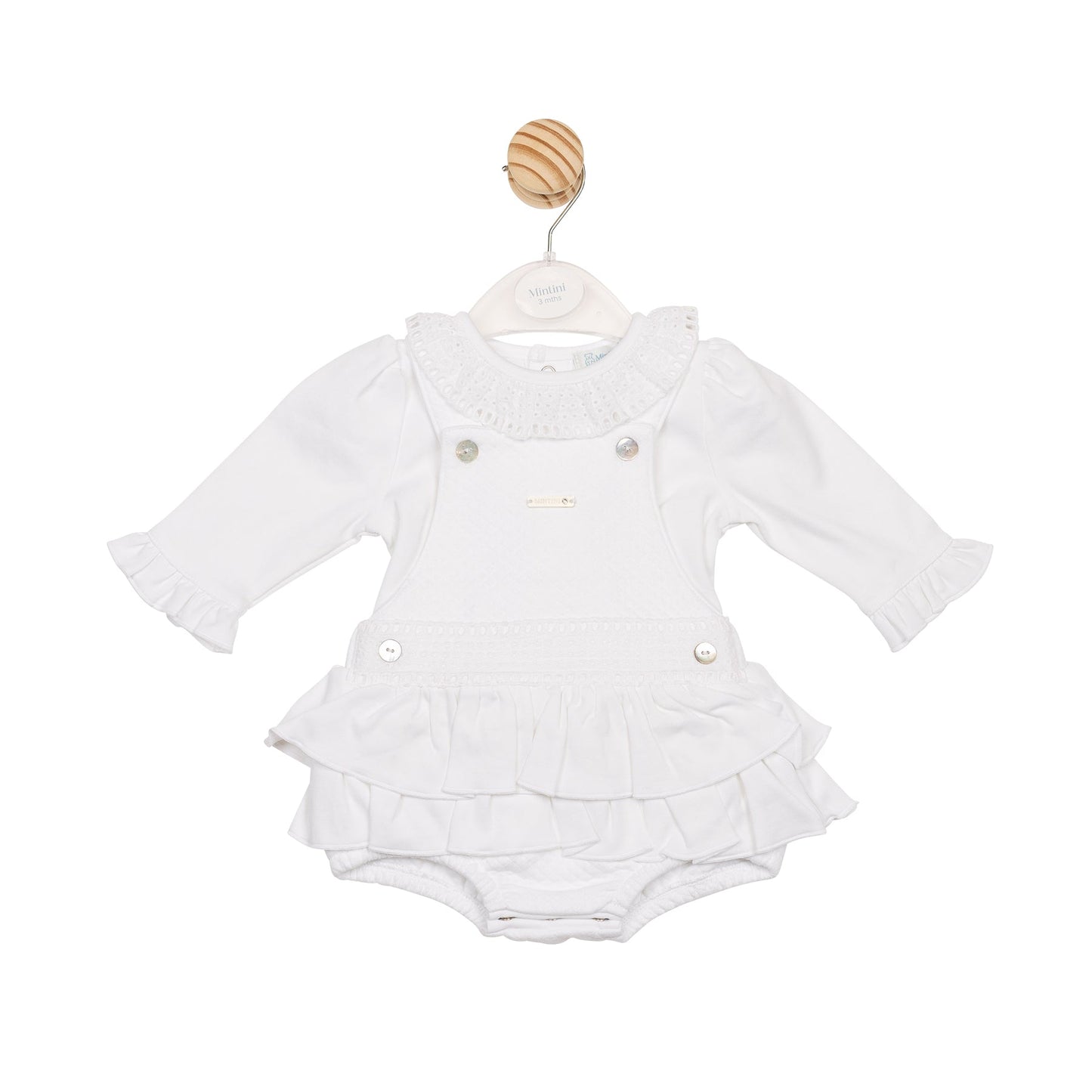 White Jacquard Top and Bloomer Dungaree