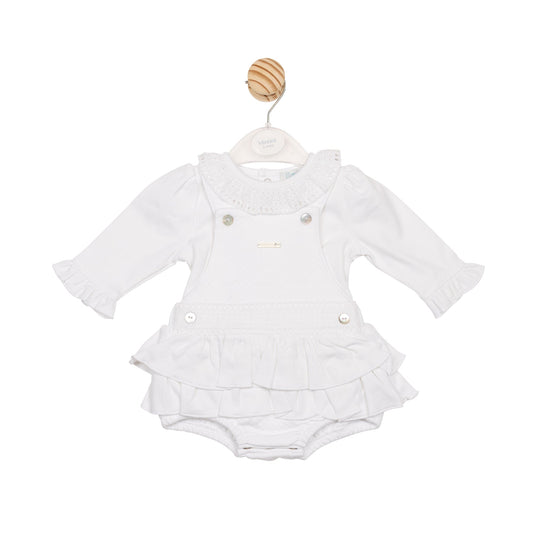 White Jacquard Top and Bloomer Dungaree