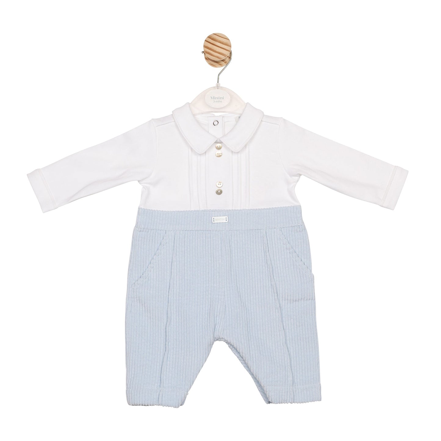 Blue and White Cord Romper