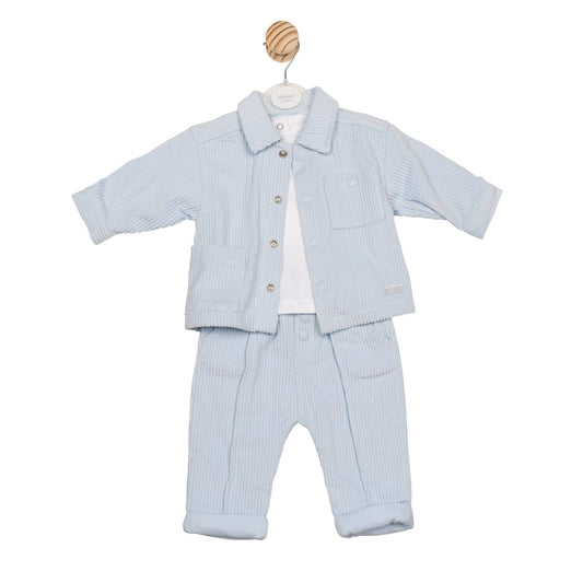 Blue and White Cord Top, Trouser and Overshirt