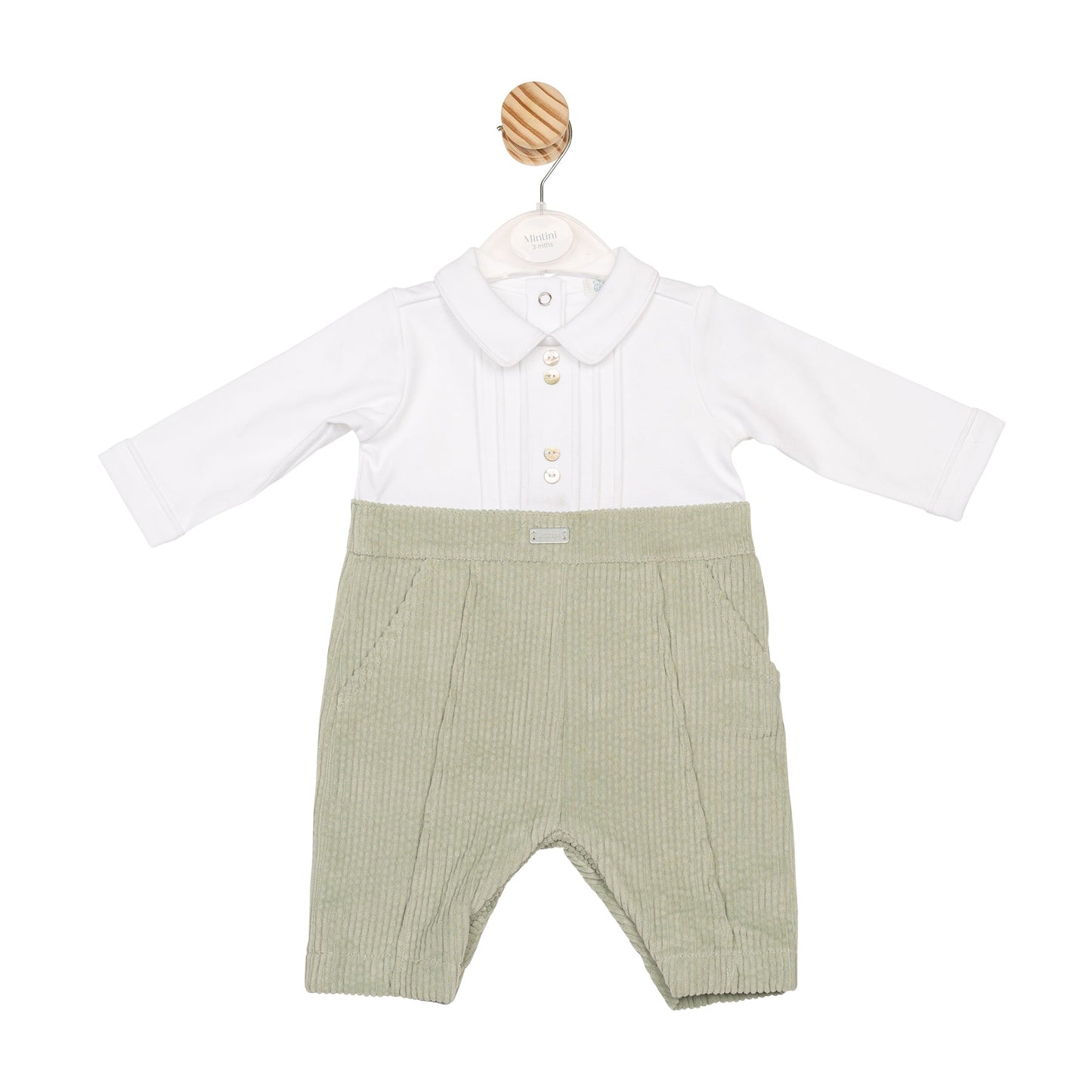 Sage and White Cord Romper