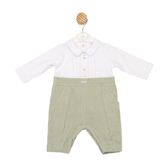 Sage and White Cord Romper