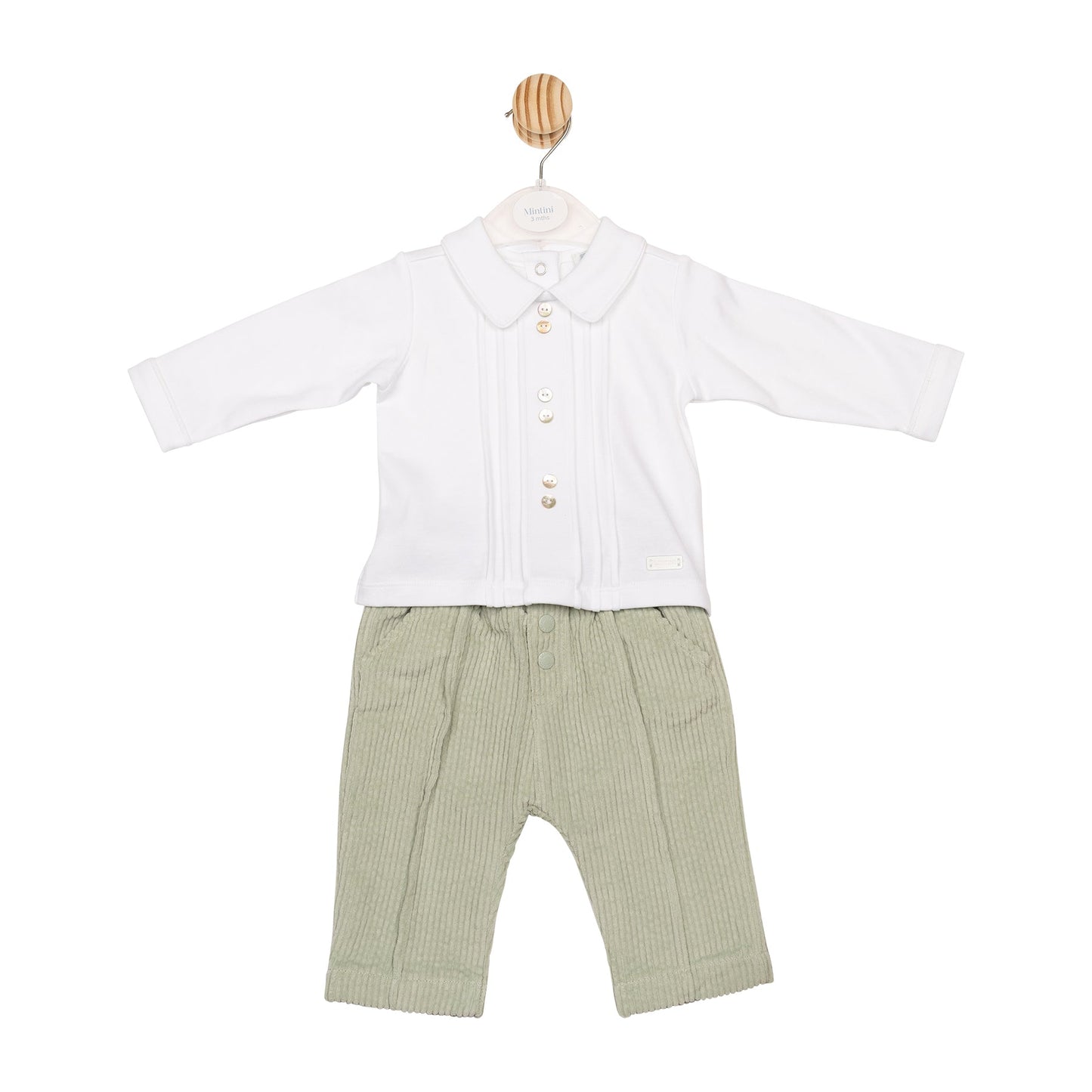 Sage and White Cord Top and Trouser