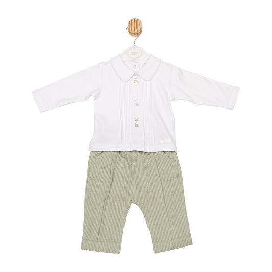 Sage and White Cord Top and Trouser