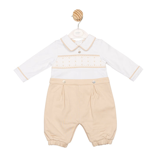 Beige Smocked Romper