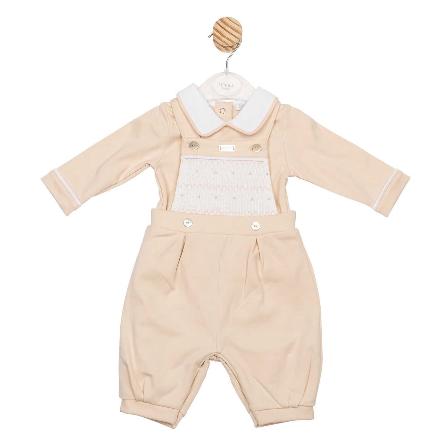 Beige Smocked Top and Dungaree