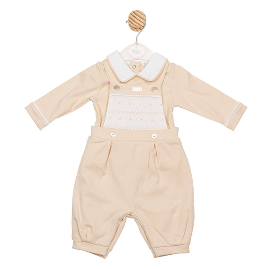 Beige Smocked Top and Dungaree