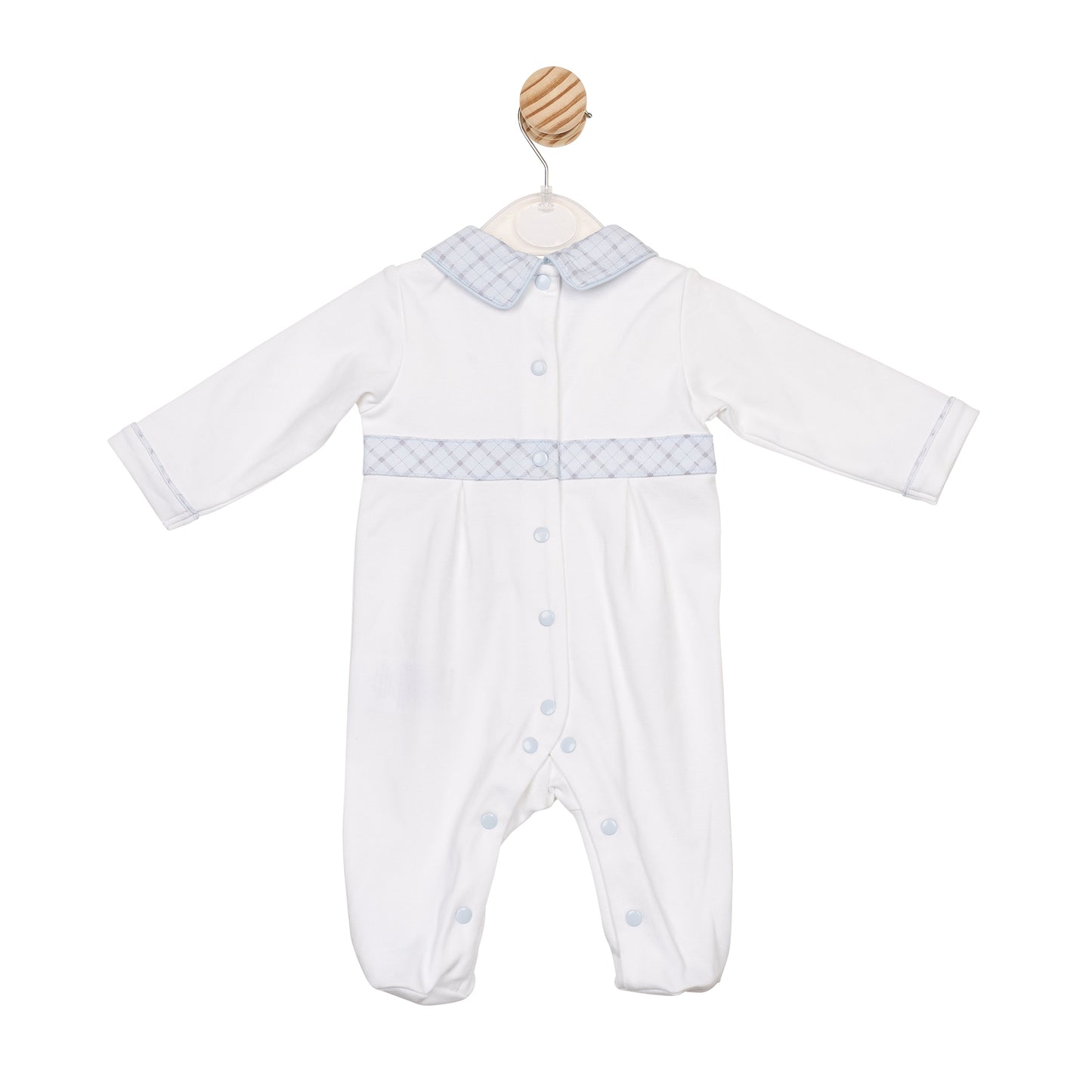 White Printed Check Babygrow