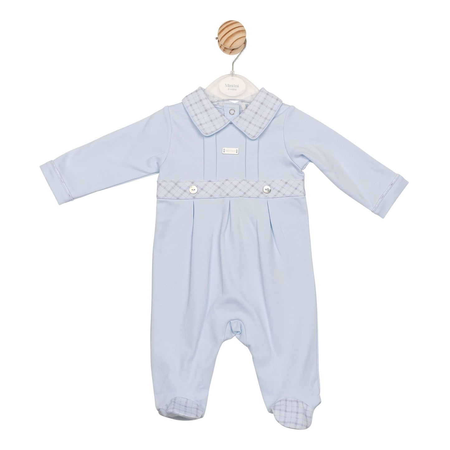 Blue Printed Check Babygrow