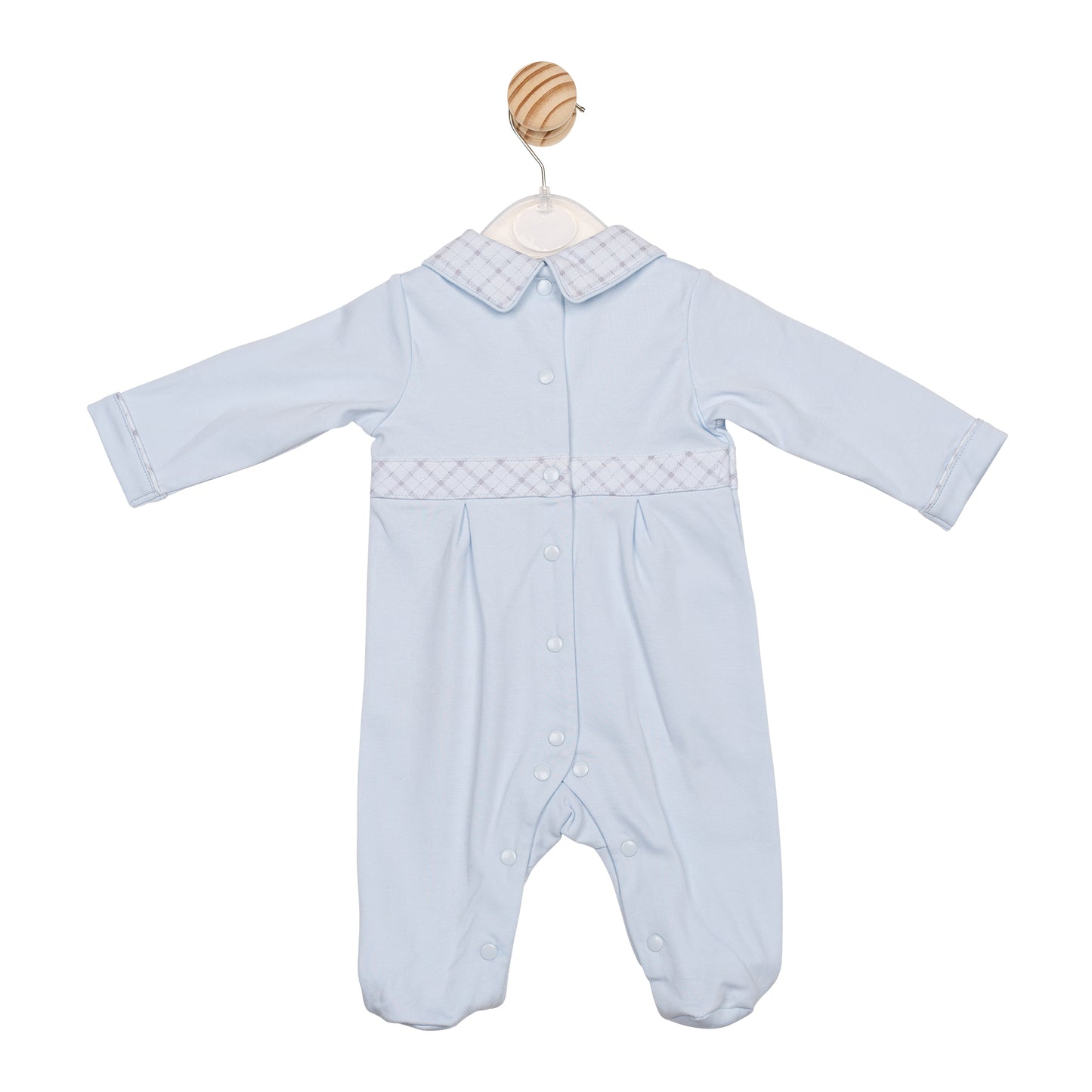 Blue Printed Check Babygrow