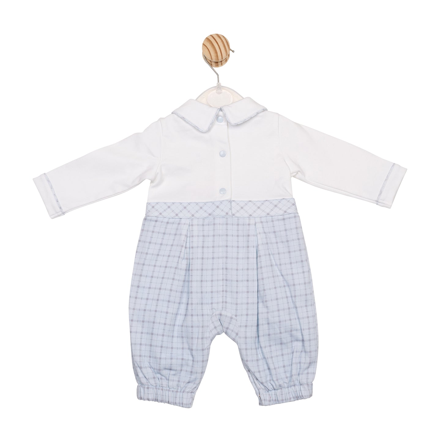 Blue White Printed Check Romper