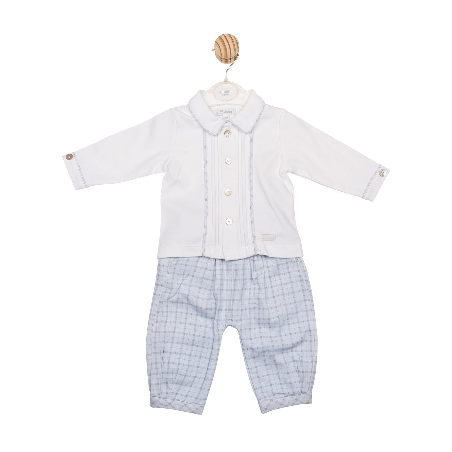 White Blue Check Top and Trouser
