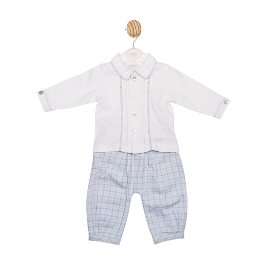 White Blue Check Top and Trouser