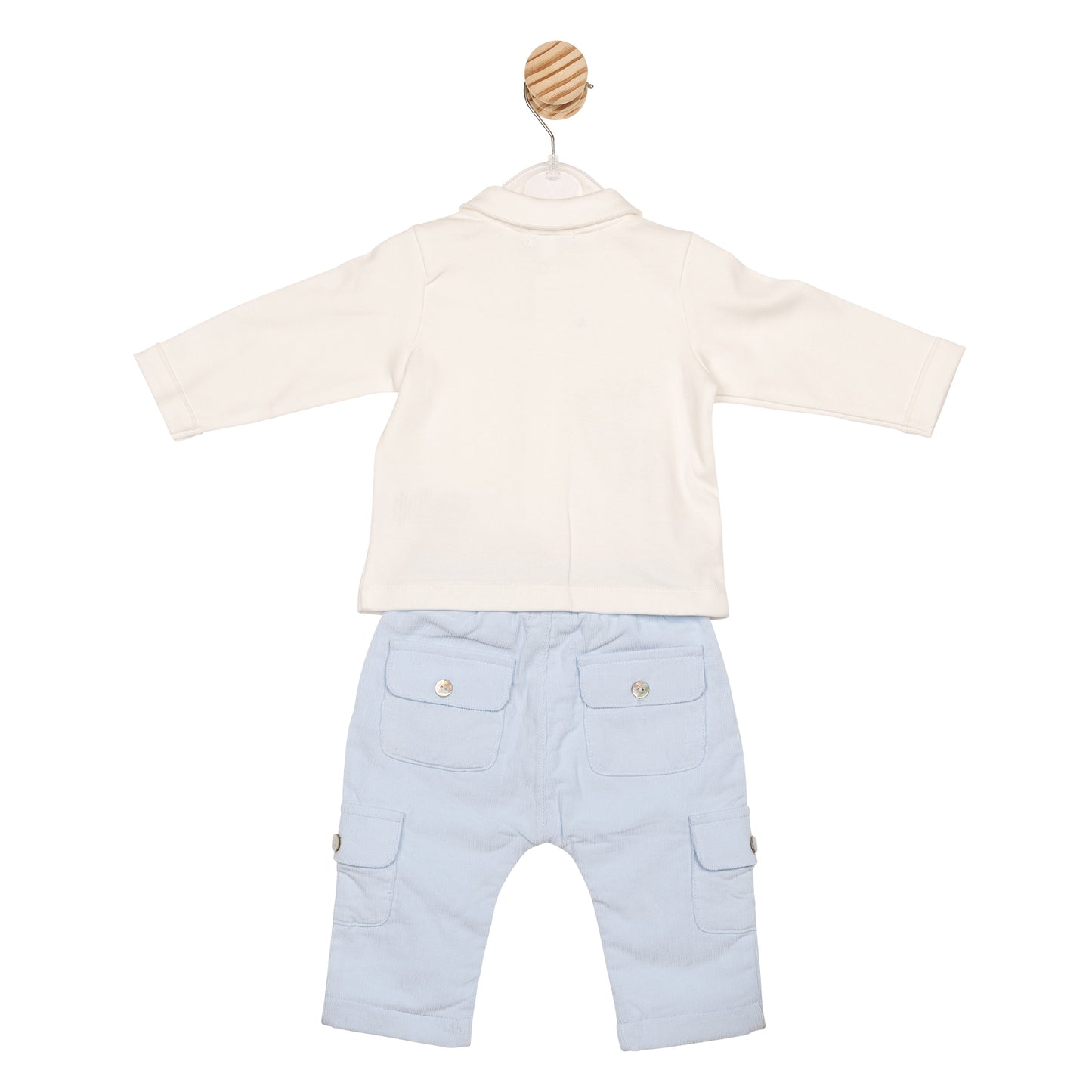 Ivory and Blue Cord Top and Trouser
