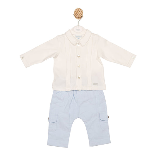 Ivory and Blue Cord Top and Trouser
