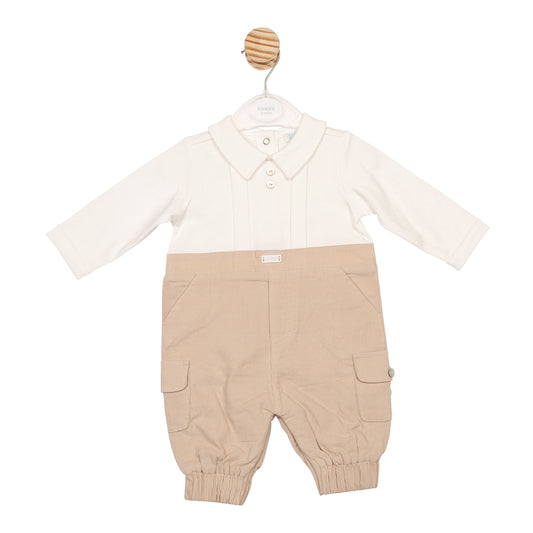 Ivory and Beige Baby Cord Romper