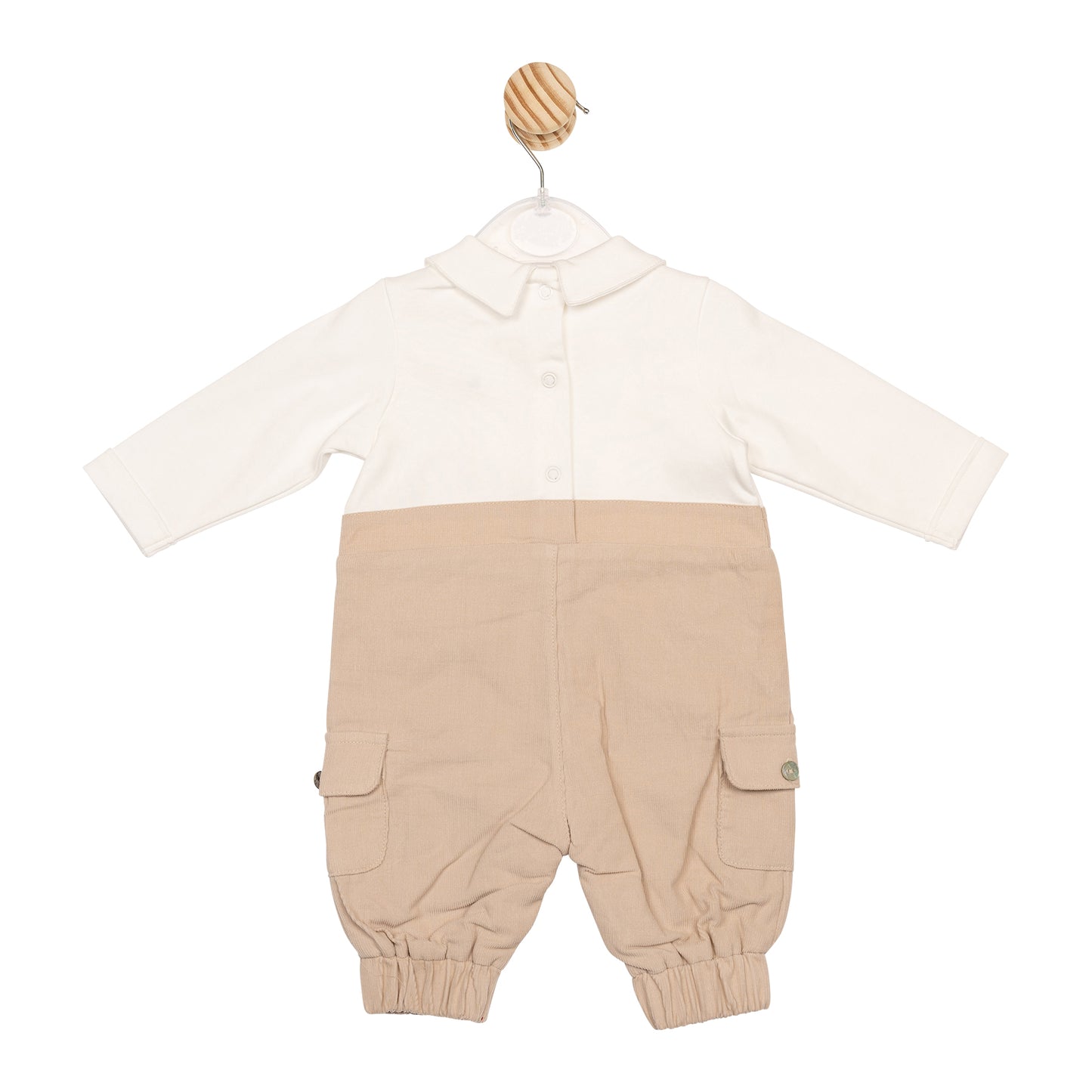 Ivory and Beige Baby Cord Romper