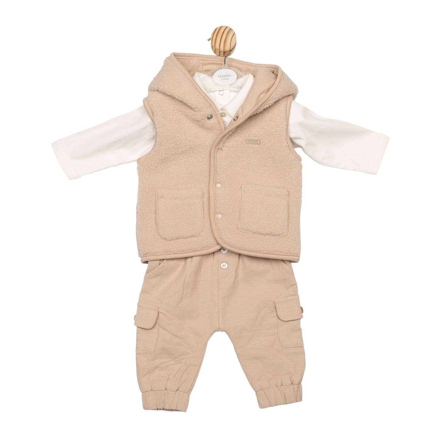 Beige Cord 3 Piece Trouser Set