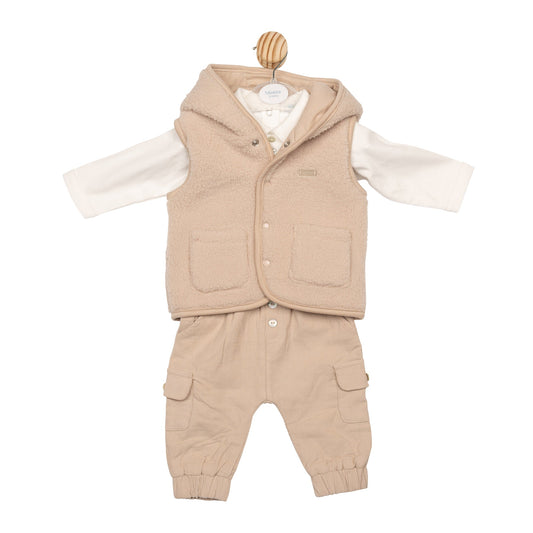 Beige Cord 3 Piece Trouser Set
