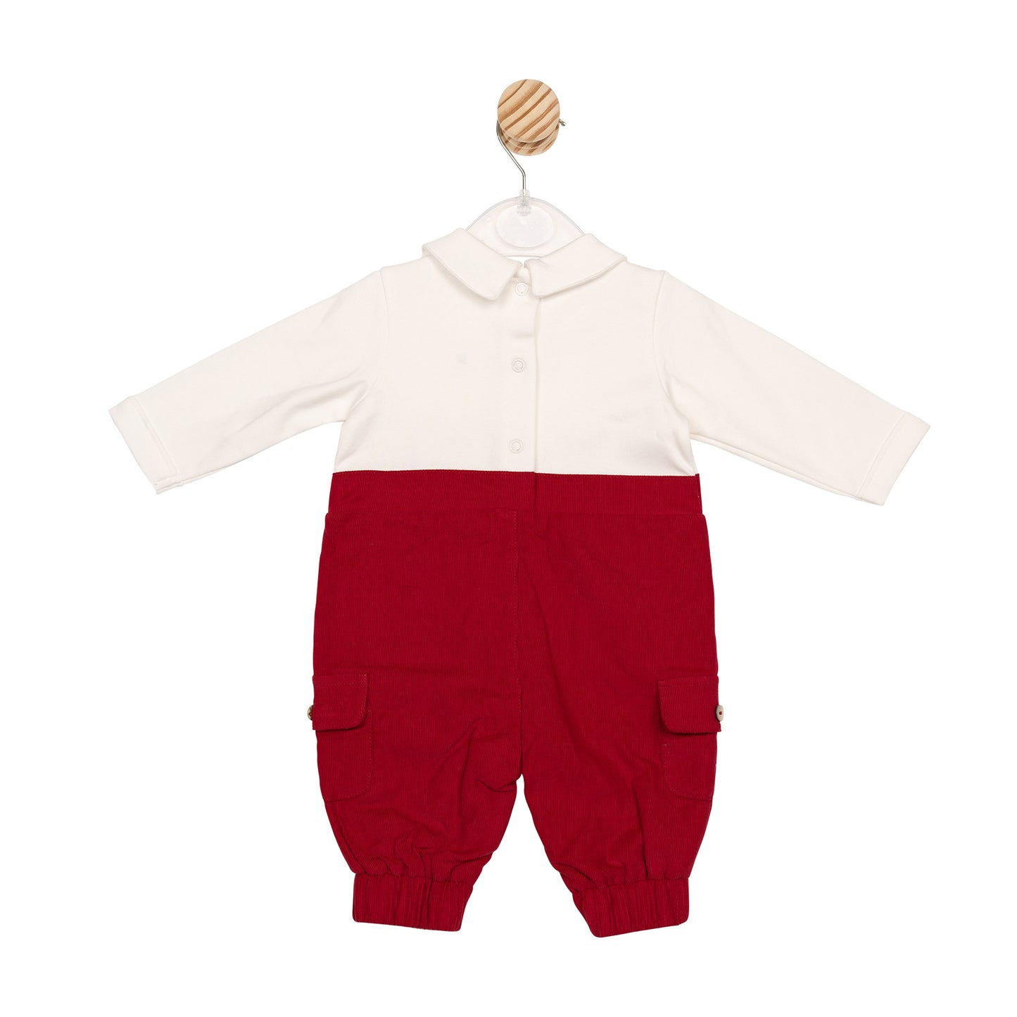 Ivory and Red Baby Cord Romper