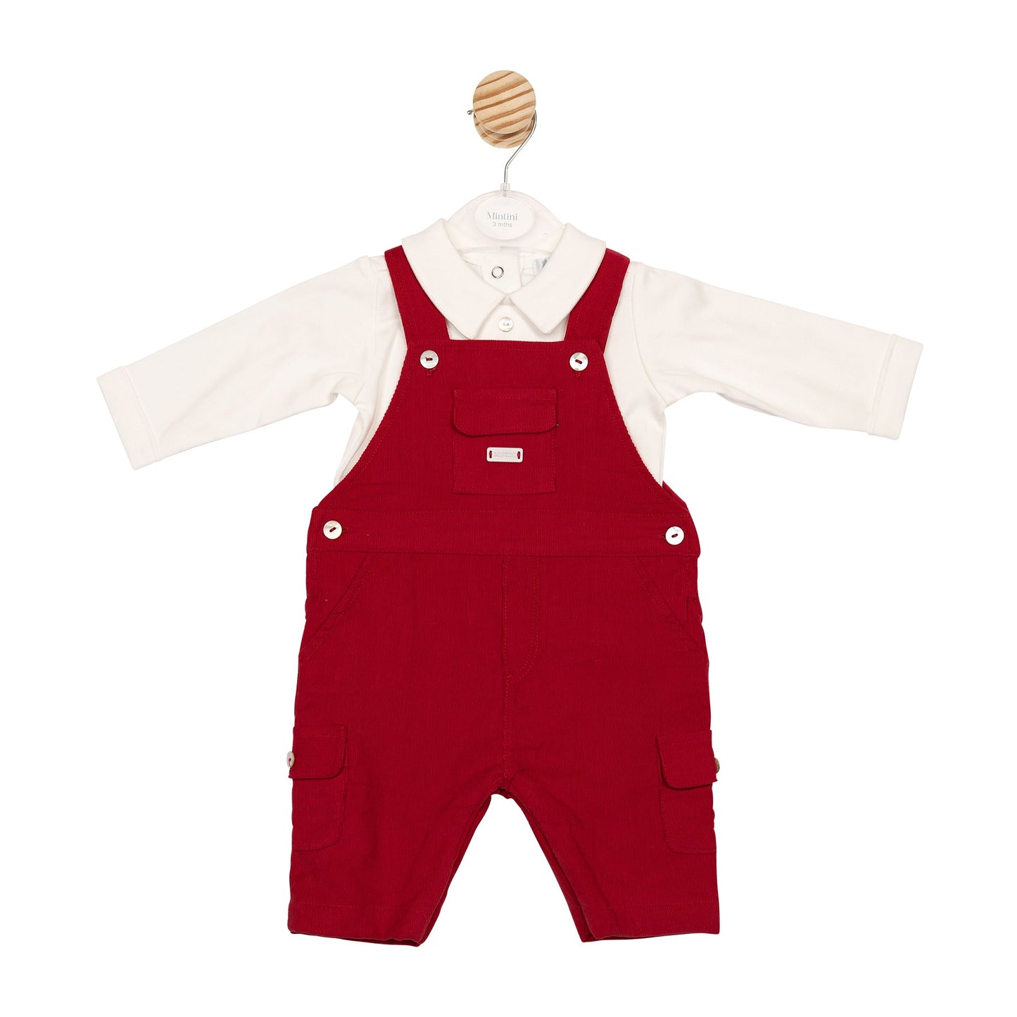 Ivory and Red Cord Top and Dungaree