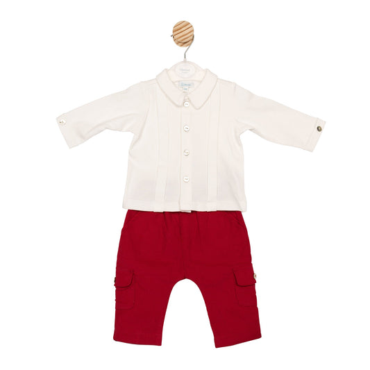 Ivory and Red Cord Top and Trouser
