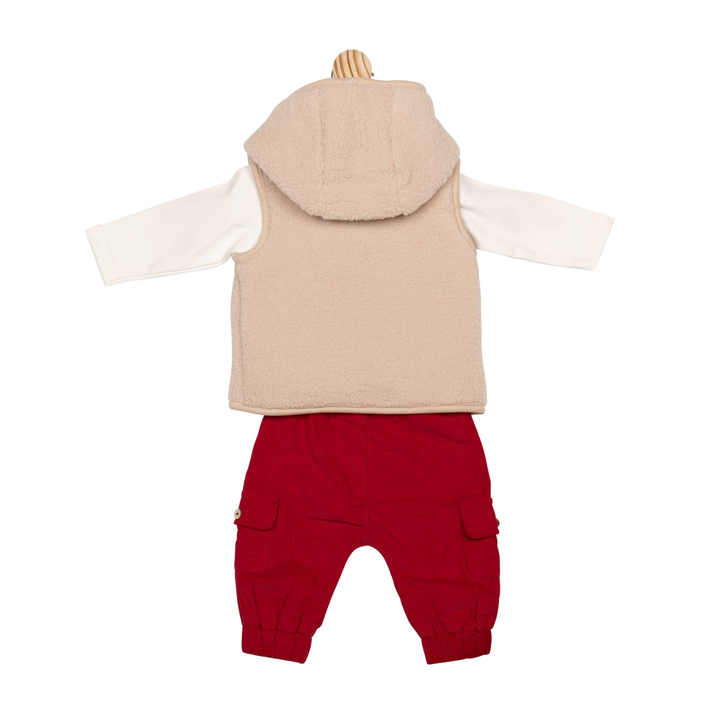 Beige Teddy 3 Piece Trouser Set