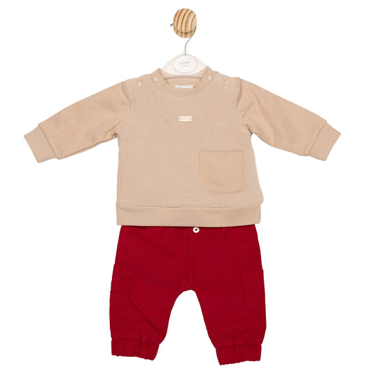 Beige and Red Teddy Jogset