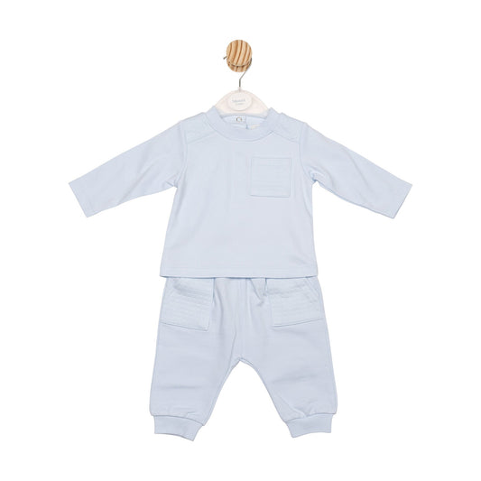 Blue Square Jacquard Top and Jogpant