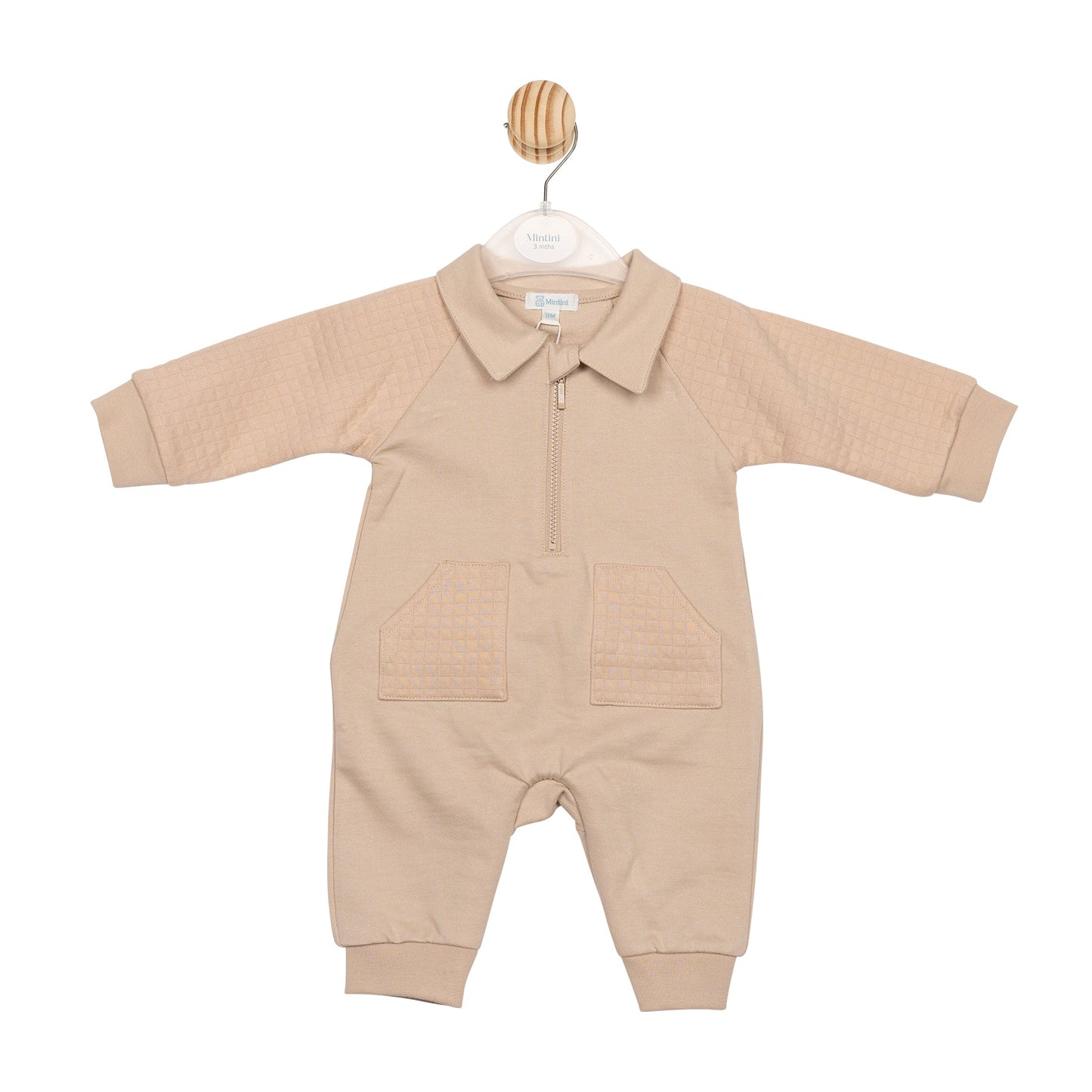 Beige Square Jacquard Romper