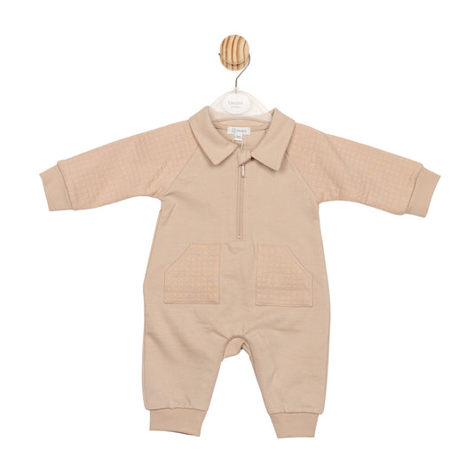 Beige Square Jacquard Romper