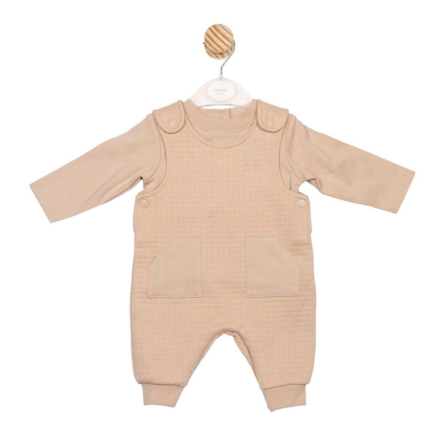 Beige Square Top and Dungaree