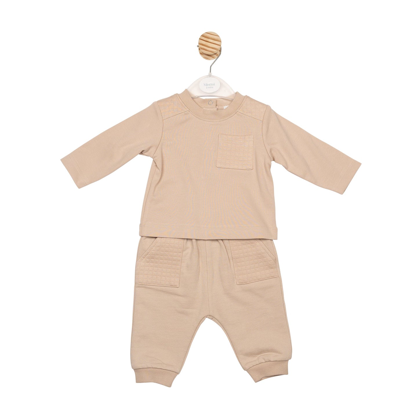 Beige Square Jacquard Top and Jogpant