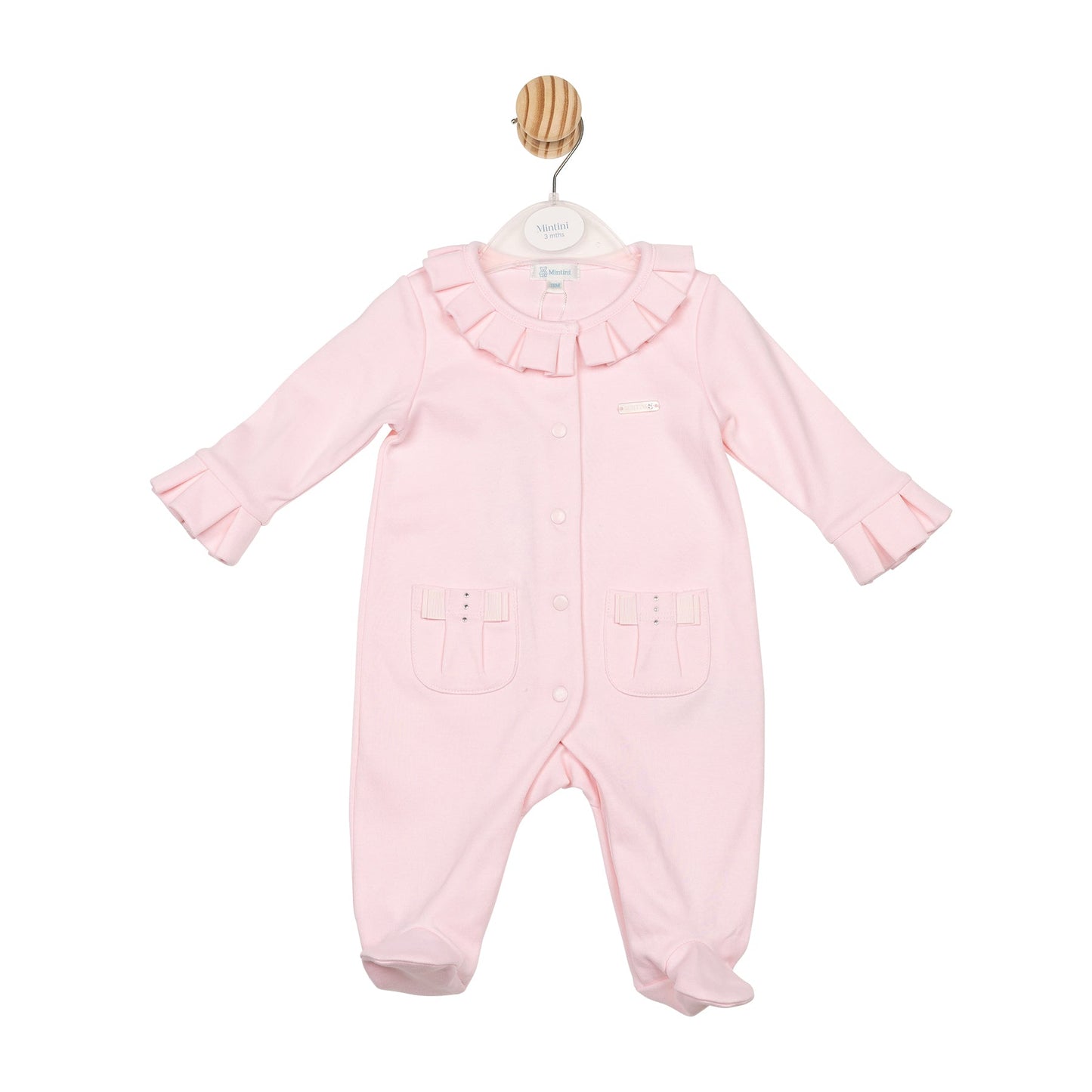 Pink Ribbon Pleat Babygrow