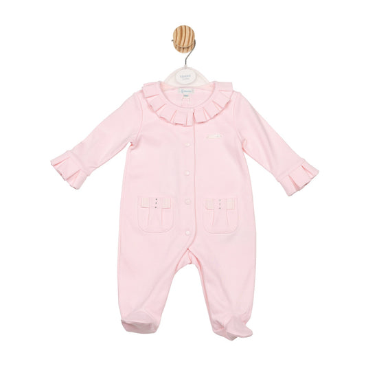 Pink Ribbon Pleat Babygrow