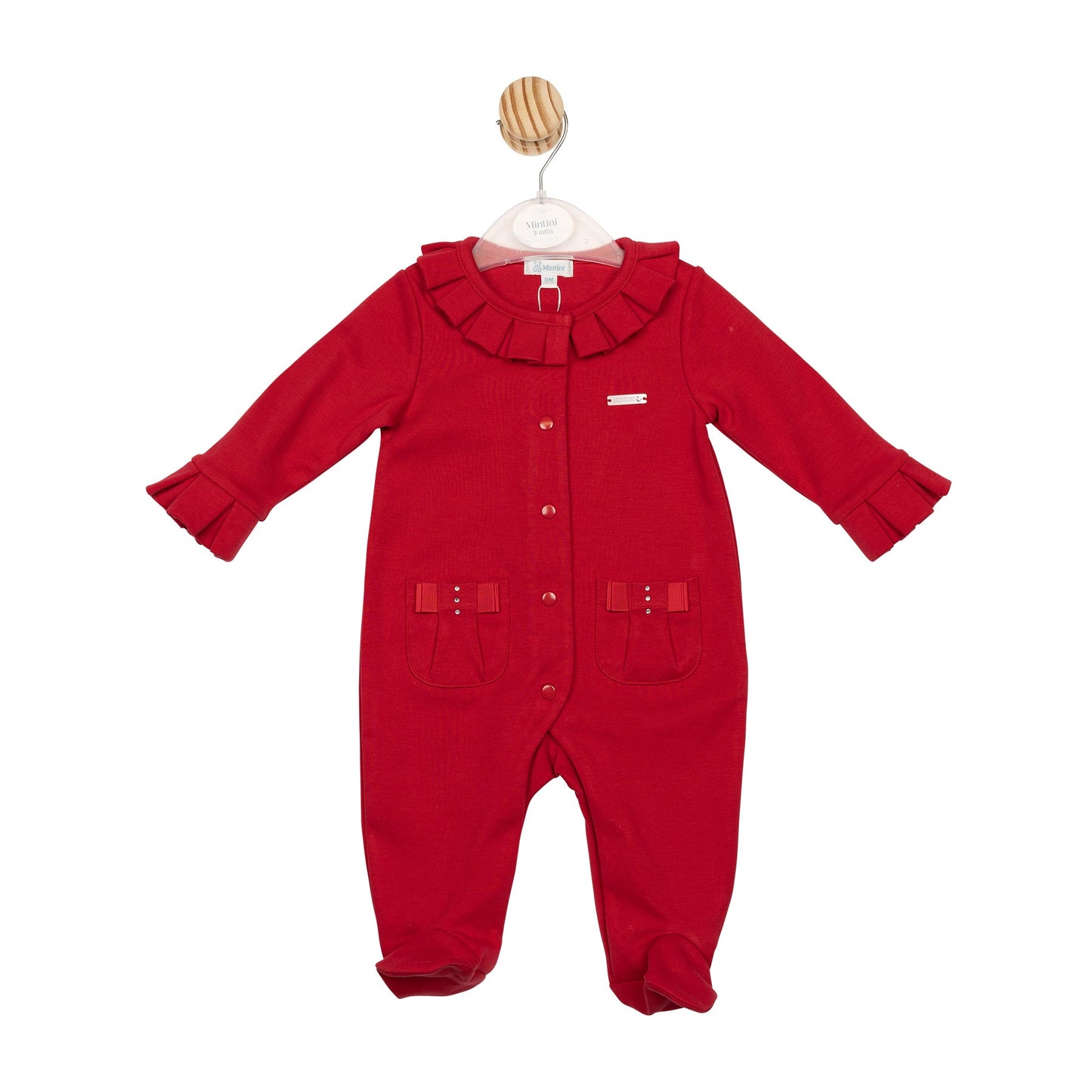 Red Ribbon Pleat Babygrow