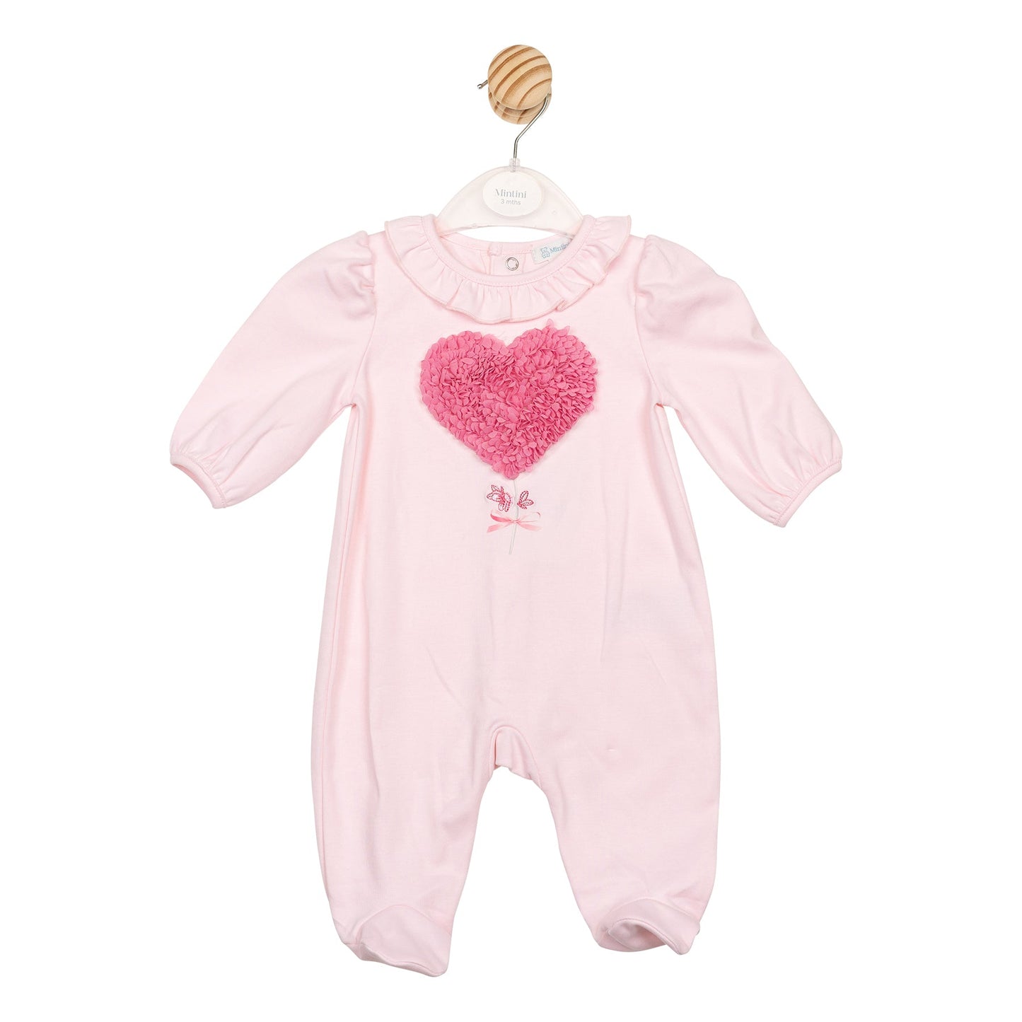 Heart Print Ruffle Babygrow