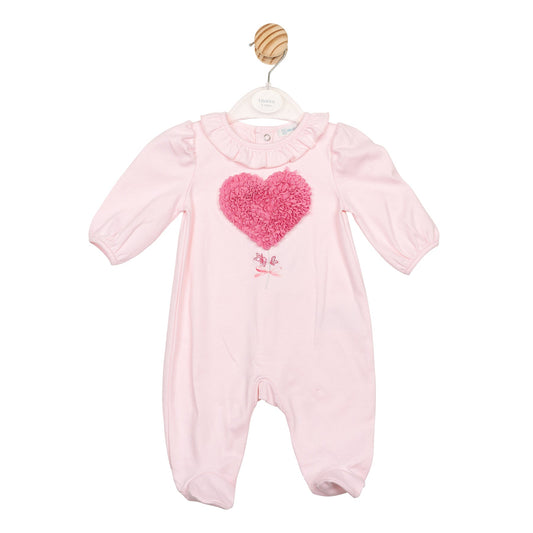 Heart Print Ruffle Babygrow